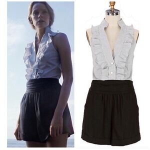 Anthropologie Florent Ruffled Linen Jumper